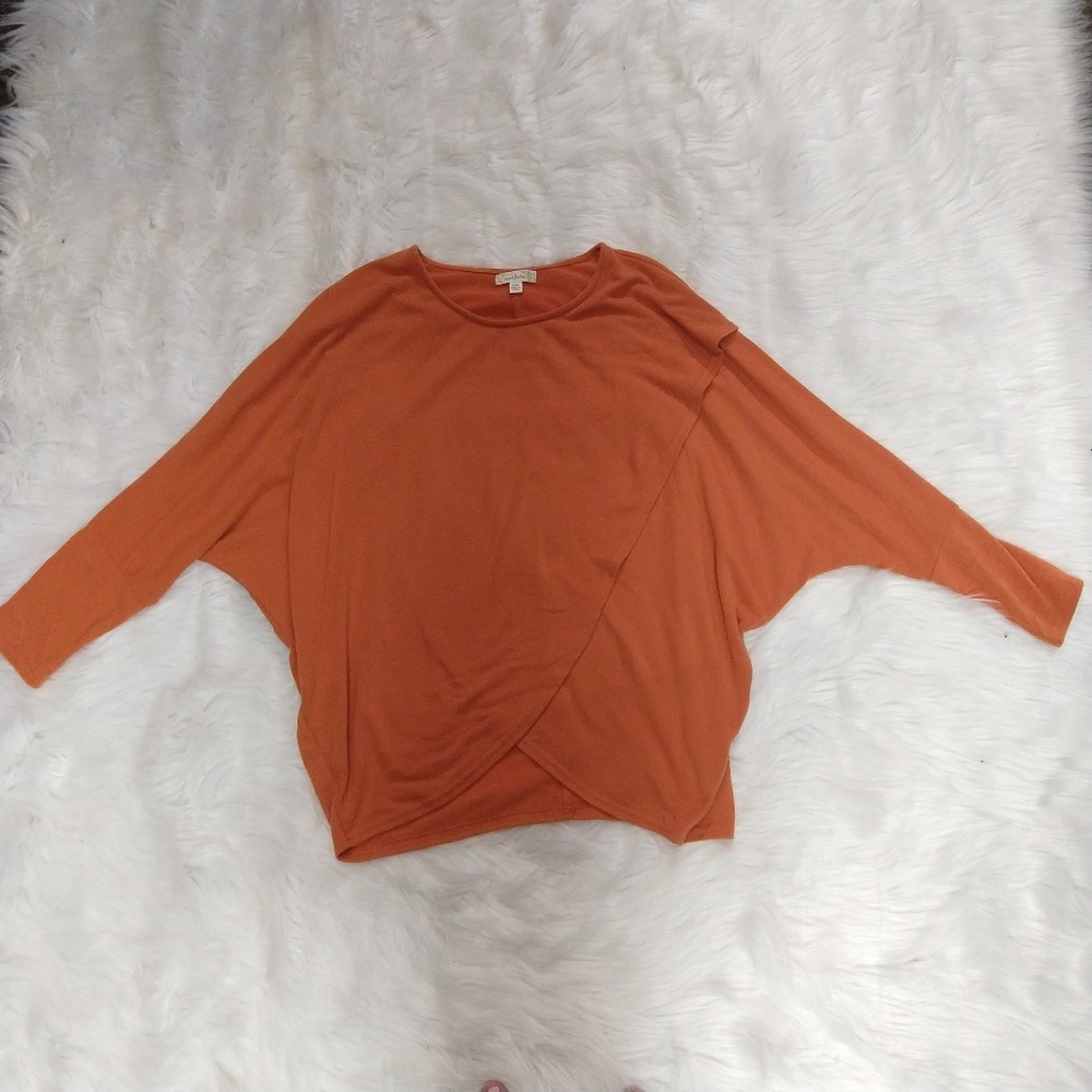 NURTURE orange poncho sweater with sleeves